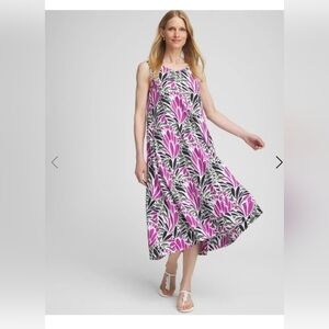 Chico's Pink and Black Floral Dress